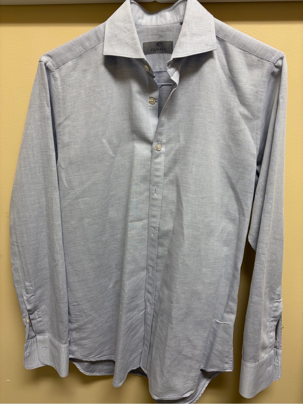 Canali Pale Blue / Gray Men's Long-Sleeve Dress Shirt